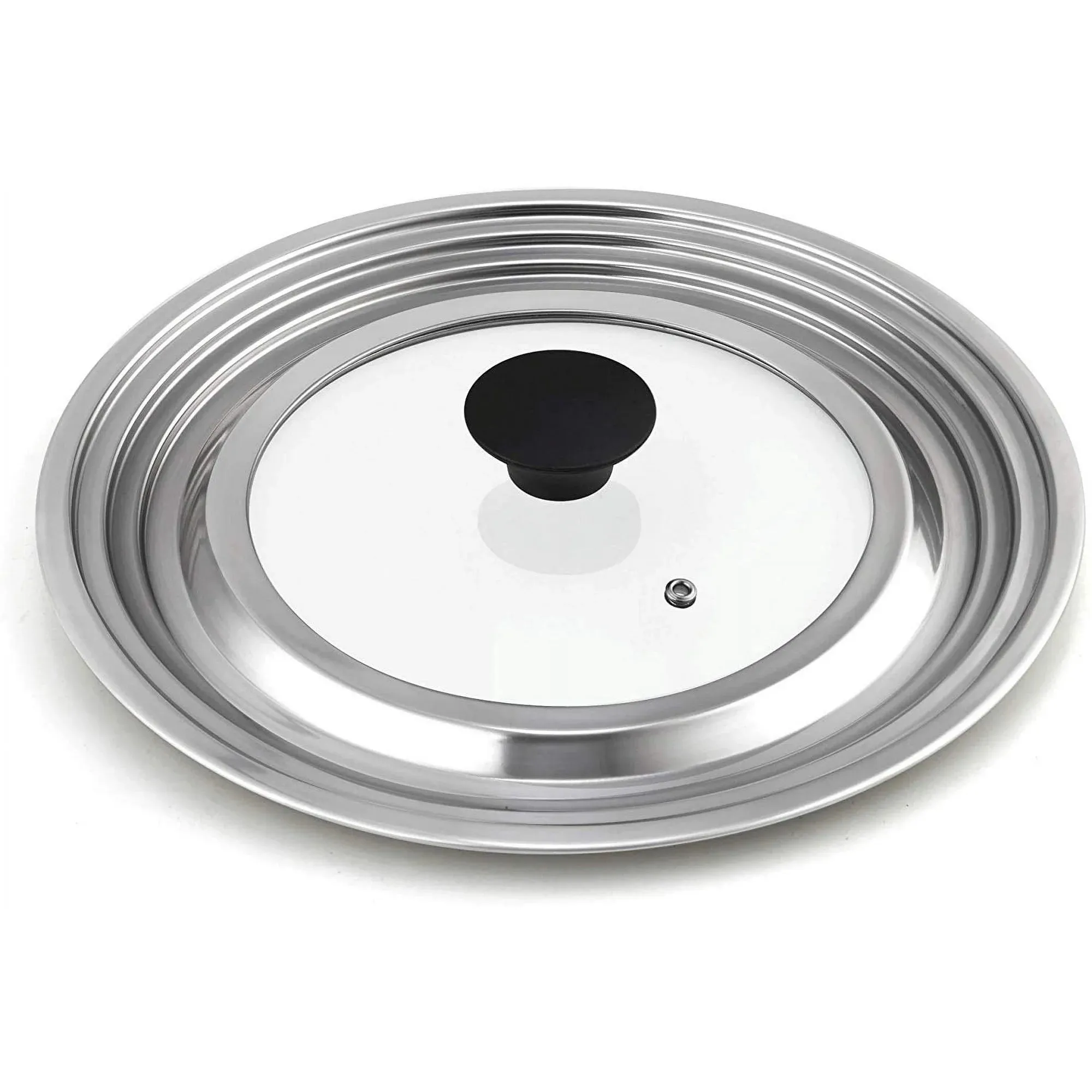 Cook N Home 02670 Stainless Steel with Glass Center Universal Lid, Fits 8, 10.25, 11, and 12-Inch, Silver