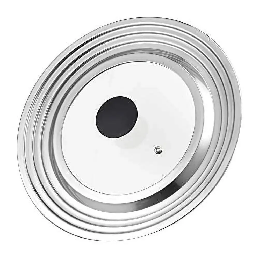 Cook N Home 02670 Stainless Steel with Glass Center Universal Lid, Fits 8, 10.25, 11, and 12-Inch, Silver