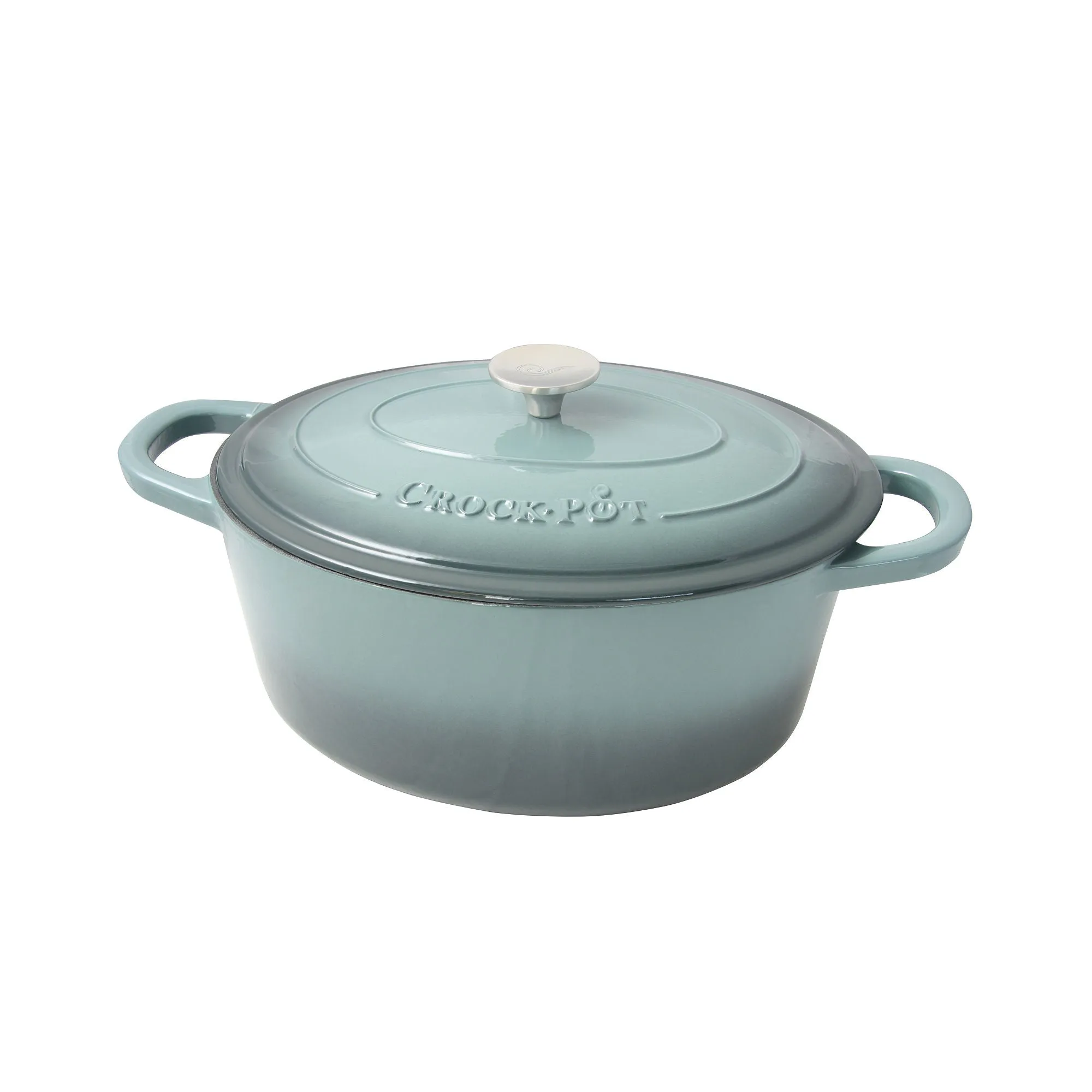 Crock Pot Artisan 7 Quart Enameled Cast Iron Dutch Oven Oval Gray