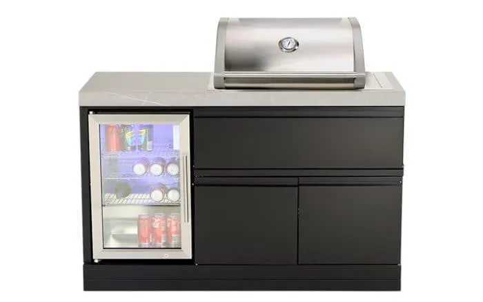 Crossray Compact 2 Burner BBQ Kitchen with Single Door Fridge