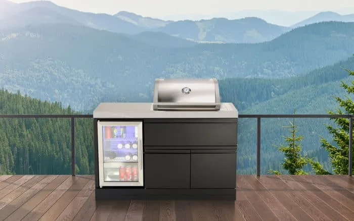 Crossray Compact 2 Burner BBQ Kitchen with Single Door Fridge