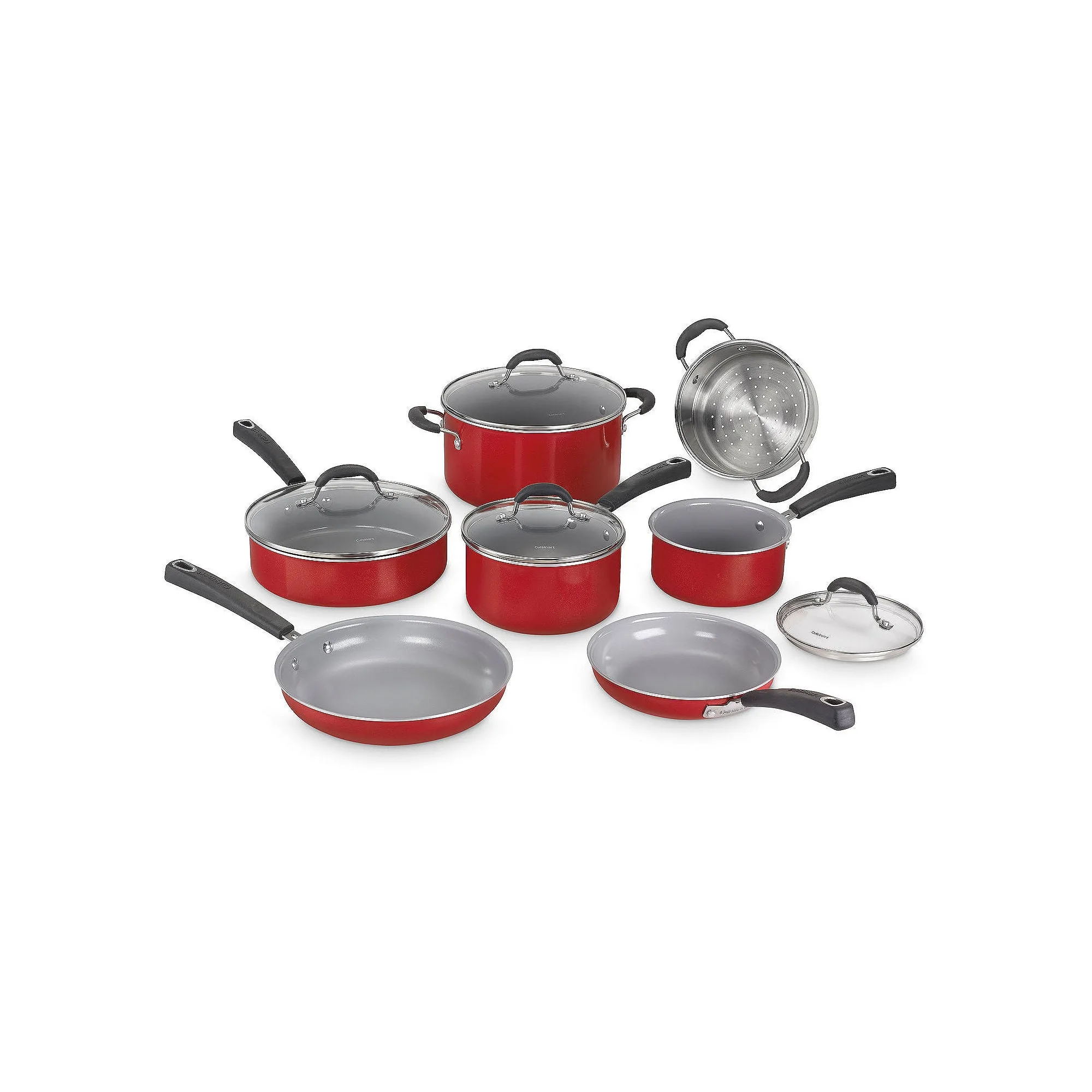 Cuisinart 54C-11R Advantage Ceramica XT Cookware Set, Red, Medium