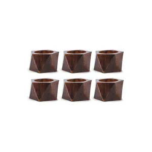 Design Imports Wood Triangle 6-Pc. Napkin Ring - MAHOGANY ONE SIZE