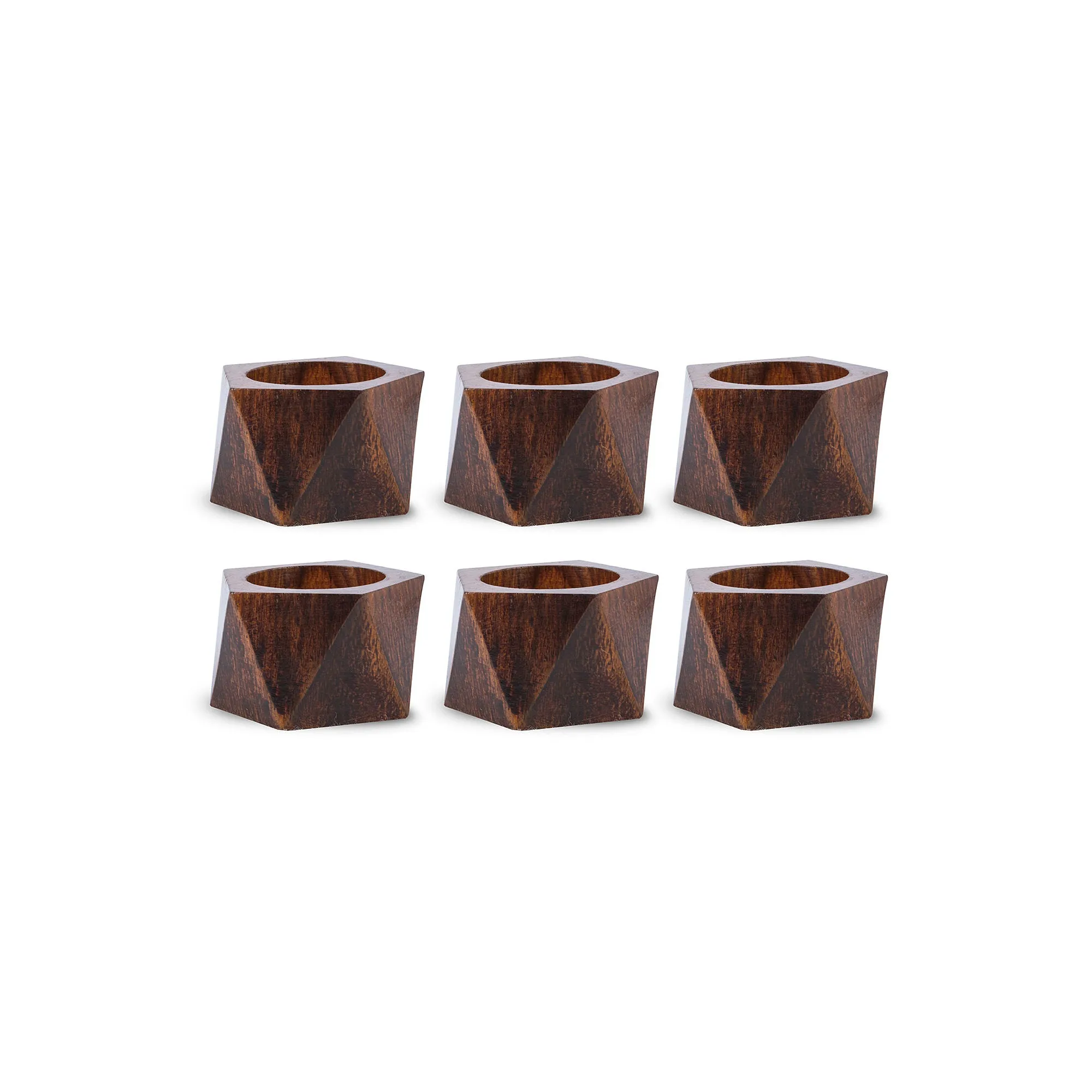 Design Imports Wood Triangle 6-Pc. Napkin Ring - MAHOGANY ONE SIZE