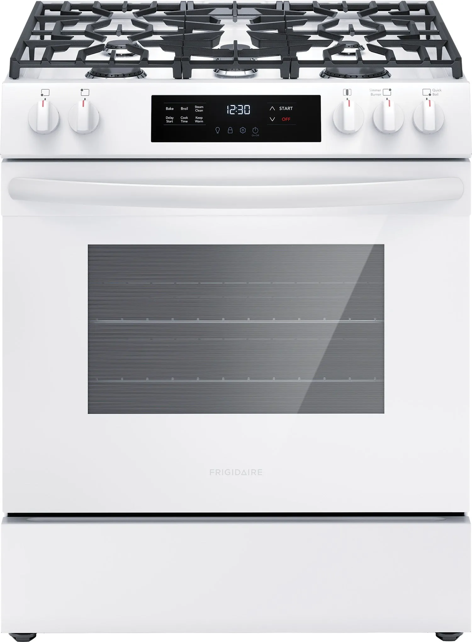 Frigidaire White 30'' Front Control Gas Range (5.1 Cu. Ft) - FCFG3062AW