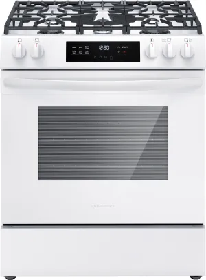 Frigidaire White 30'' Front Control Gas Range (5.1 Cu. Ft) - FCFG3062AW