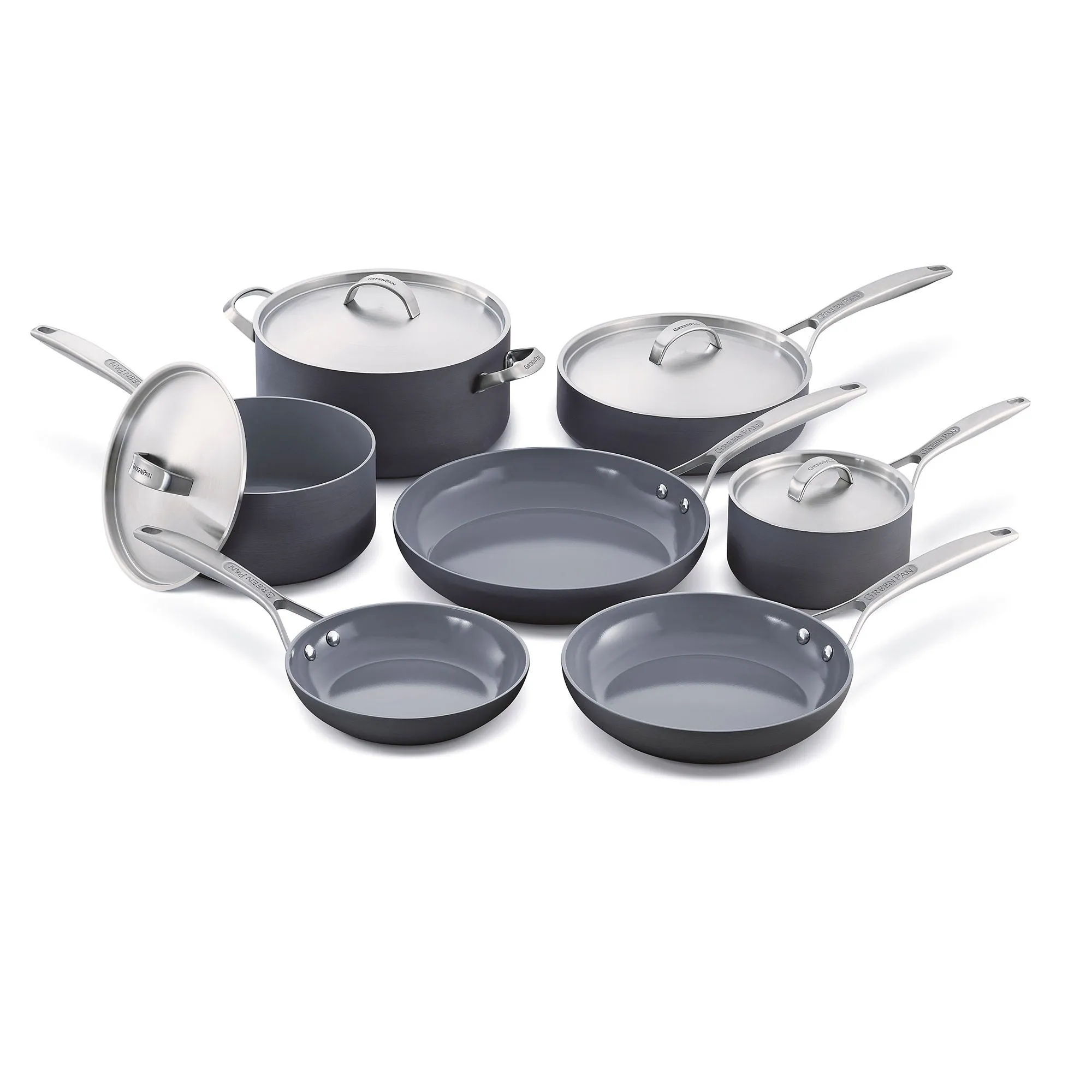 Green Pan CC000045-001 Paris Pro Ceramic Non-Stick Cookware Set, 11 Pc