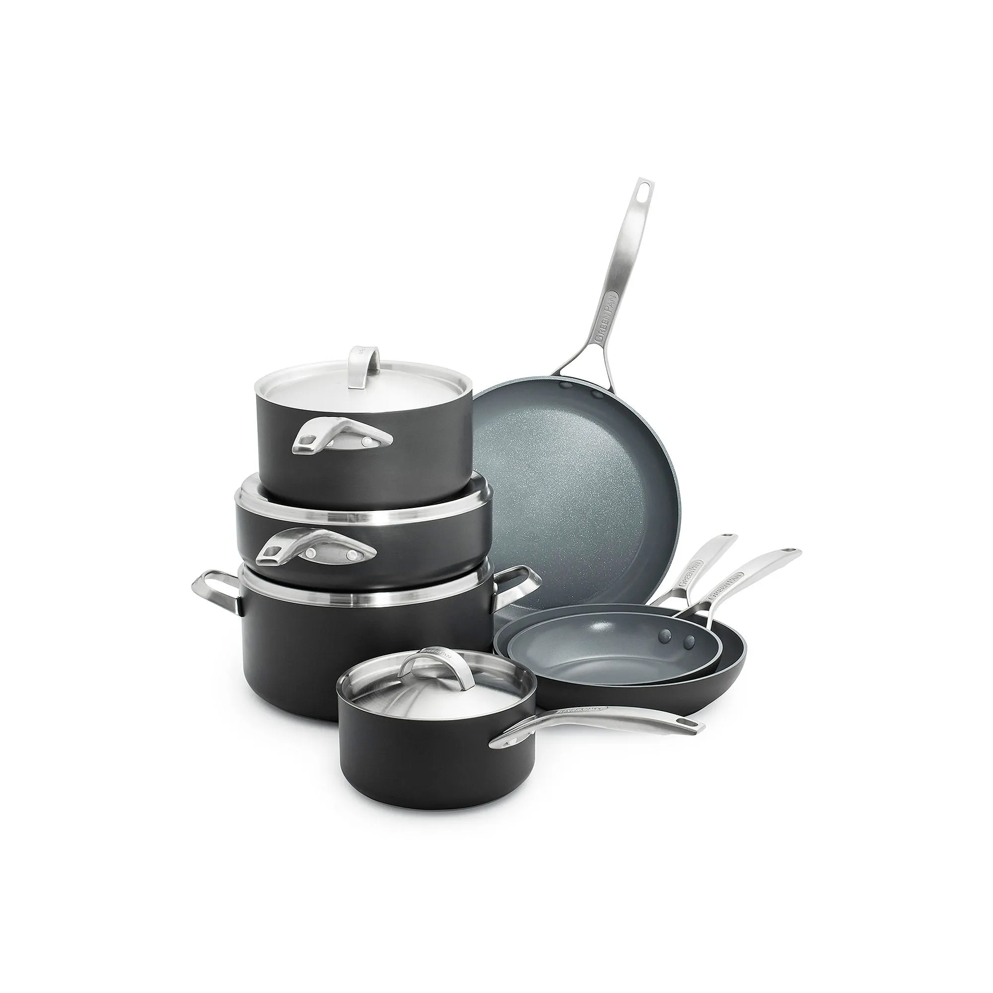 Green Pan CC000045-001 Paris Pro Ceramic Non-Stick Cookware Set, 11 Pc