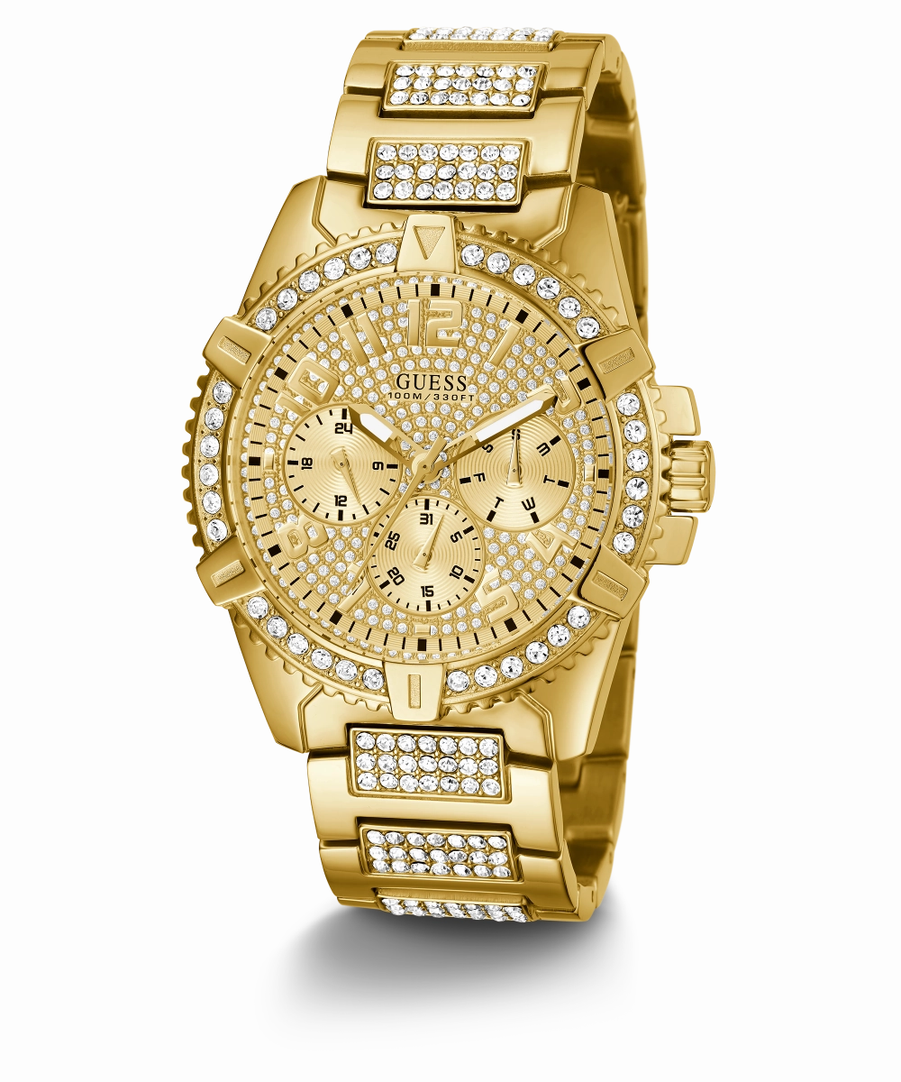 GUESS Mens Gold Tone Multi-function Watch