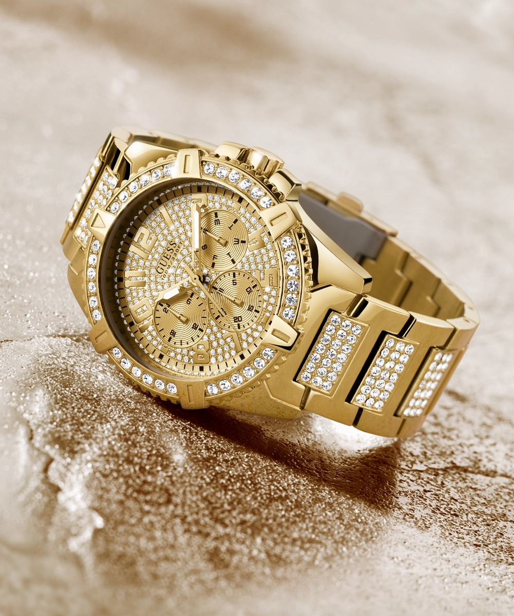 GUESS Mens Gold Tone Multi-function Watch