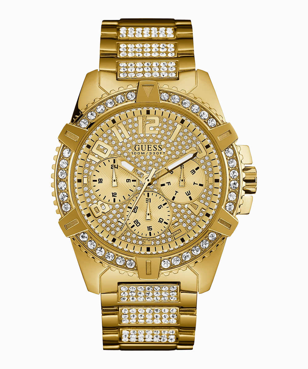 GUESS Mens Gold Tone Multi-function Watch