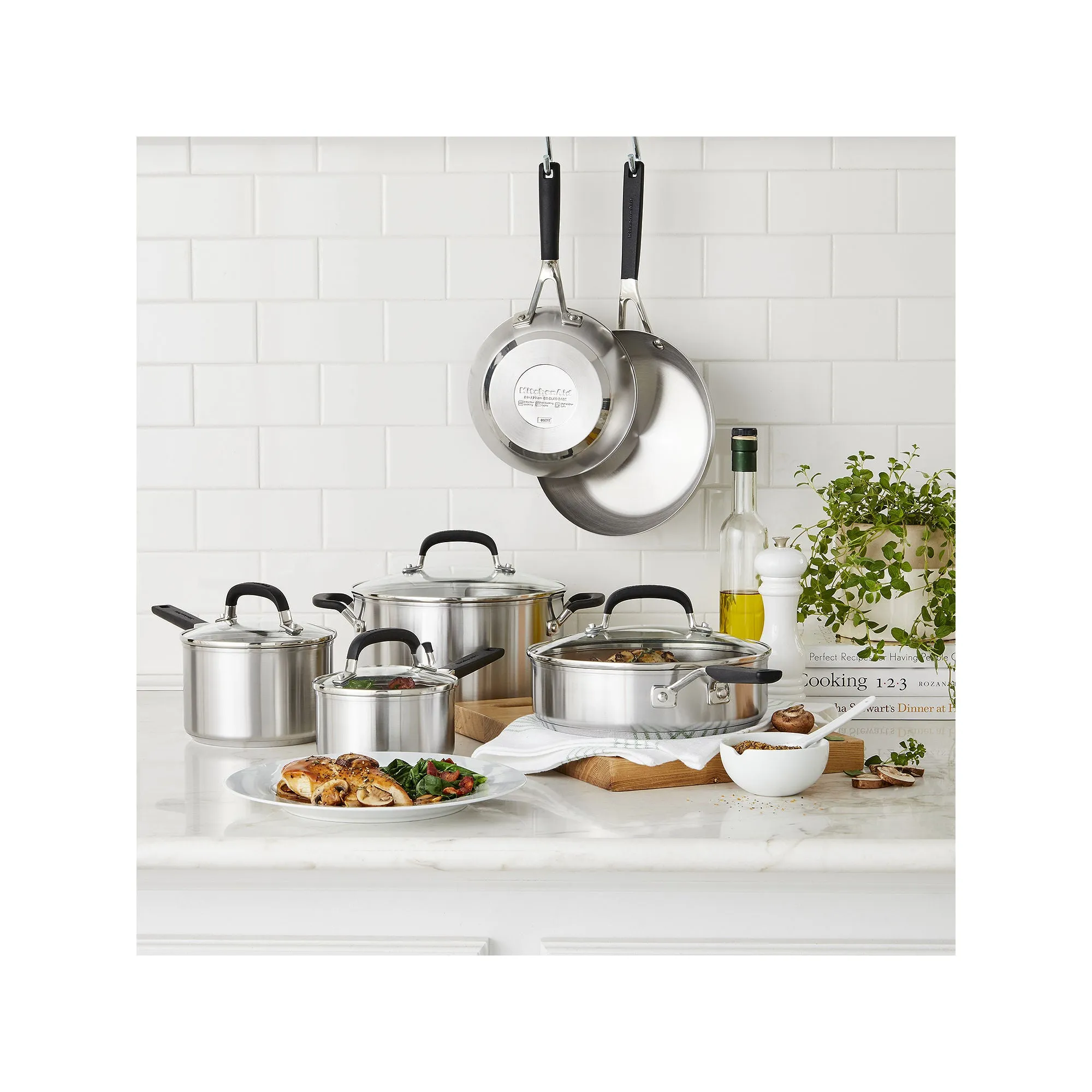 KitchenAid 71017 10 Pieces Brushed Stainless Steel Cookware Set
