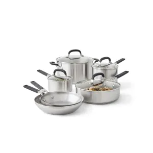 KitchenAid 71017 10 Pieces Brushed Stainless Steel Cookware Set