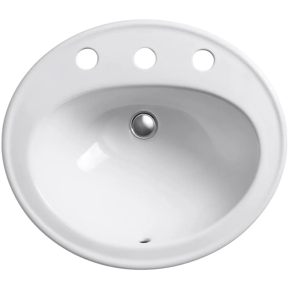 KOHLER K-2196-8-0 Pennington Self-Rimming Bathroom Sink, White