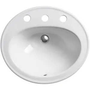 KOHLER K-2196-8-0 Pennington Self-Rimming Bathroom Sink, White