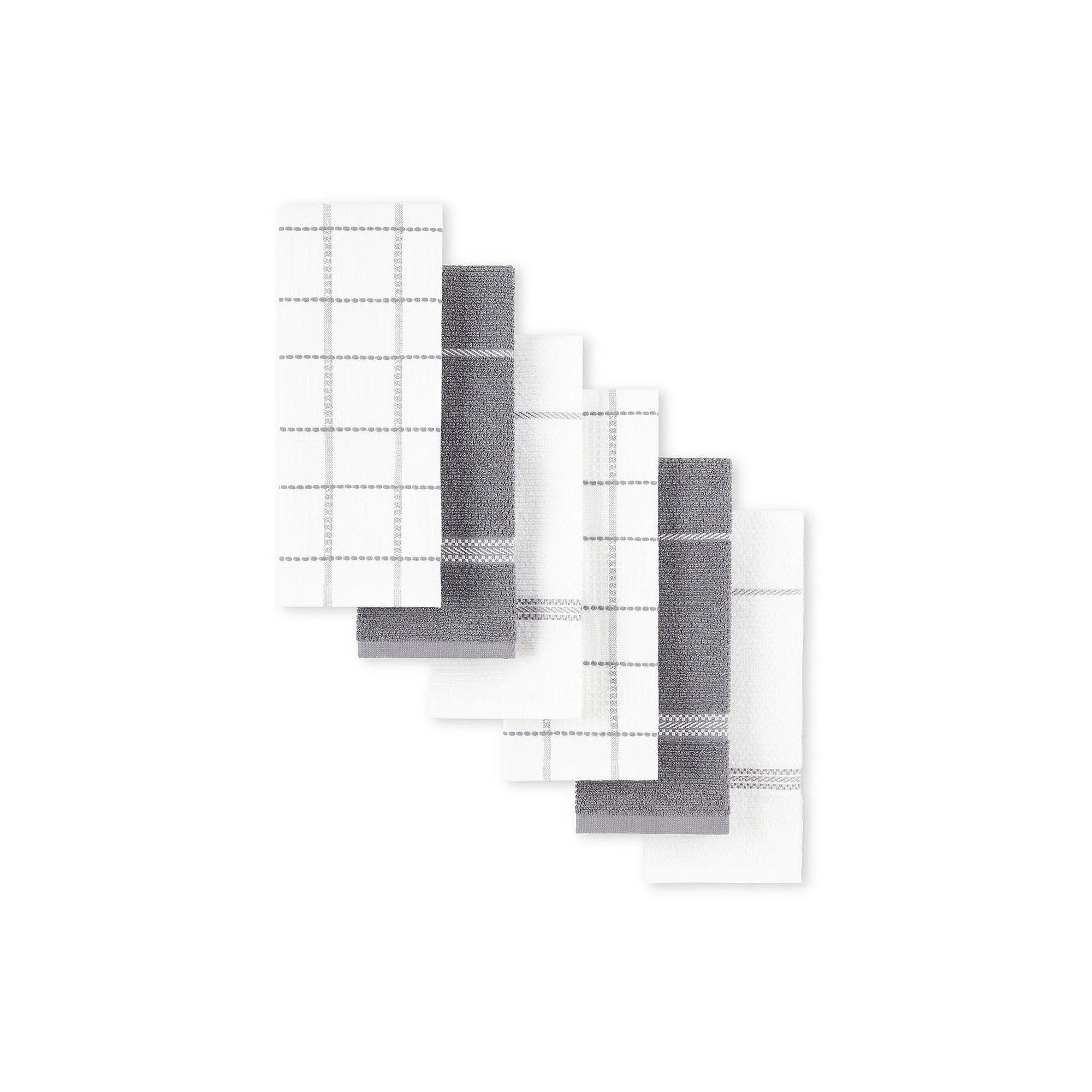 Martha Stewart Waffle 6-Pc. Kitchen Towel Set - GREY ONE SIZE