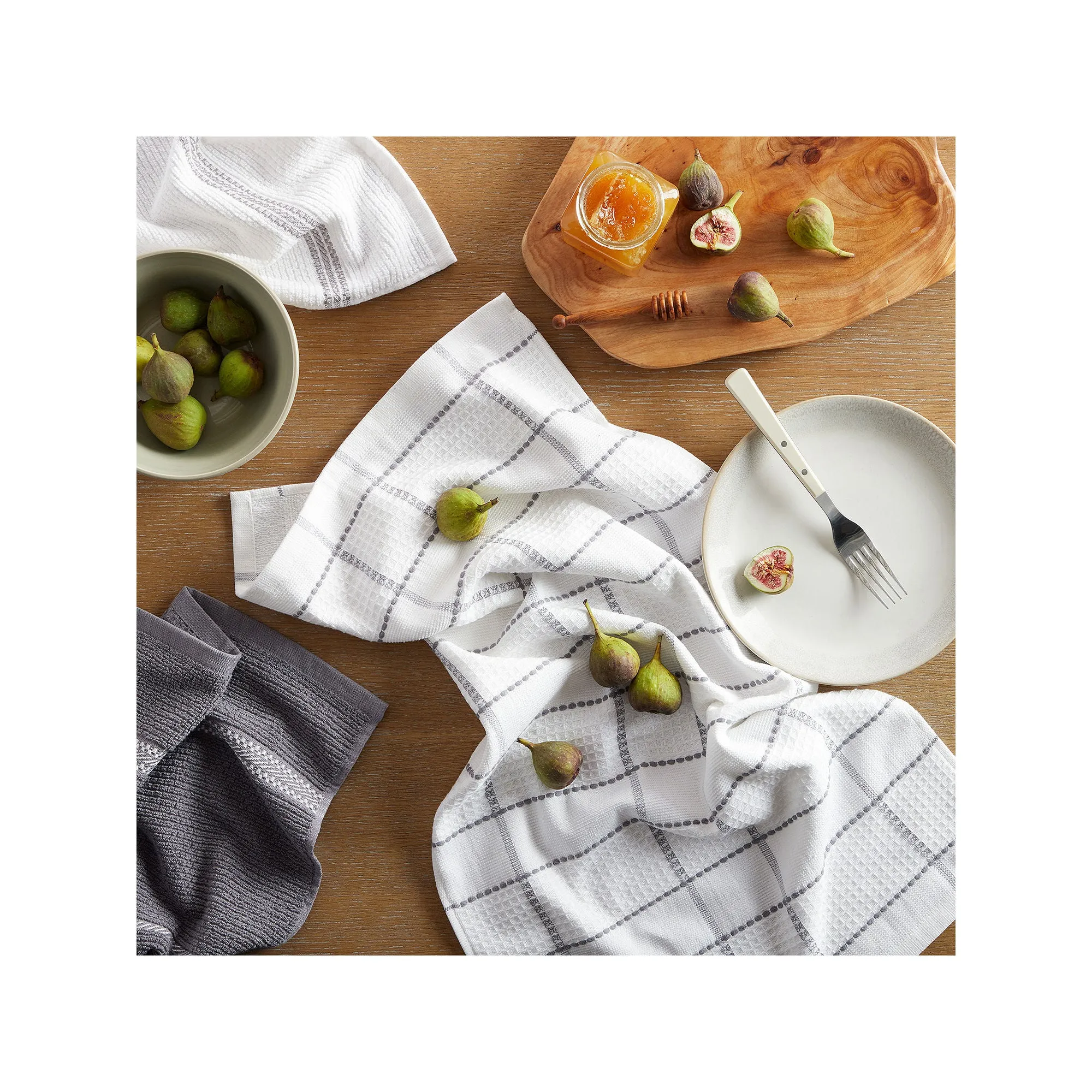 Martha Stewart Waffle 6-Pc. Kitchen Towel Set - GREY ONE SIZE