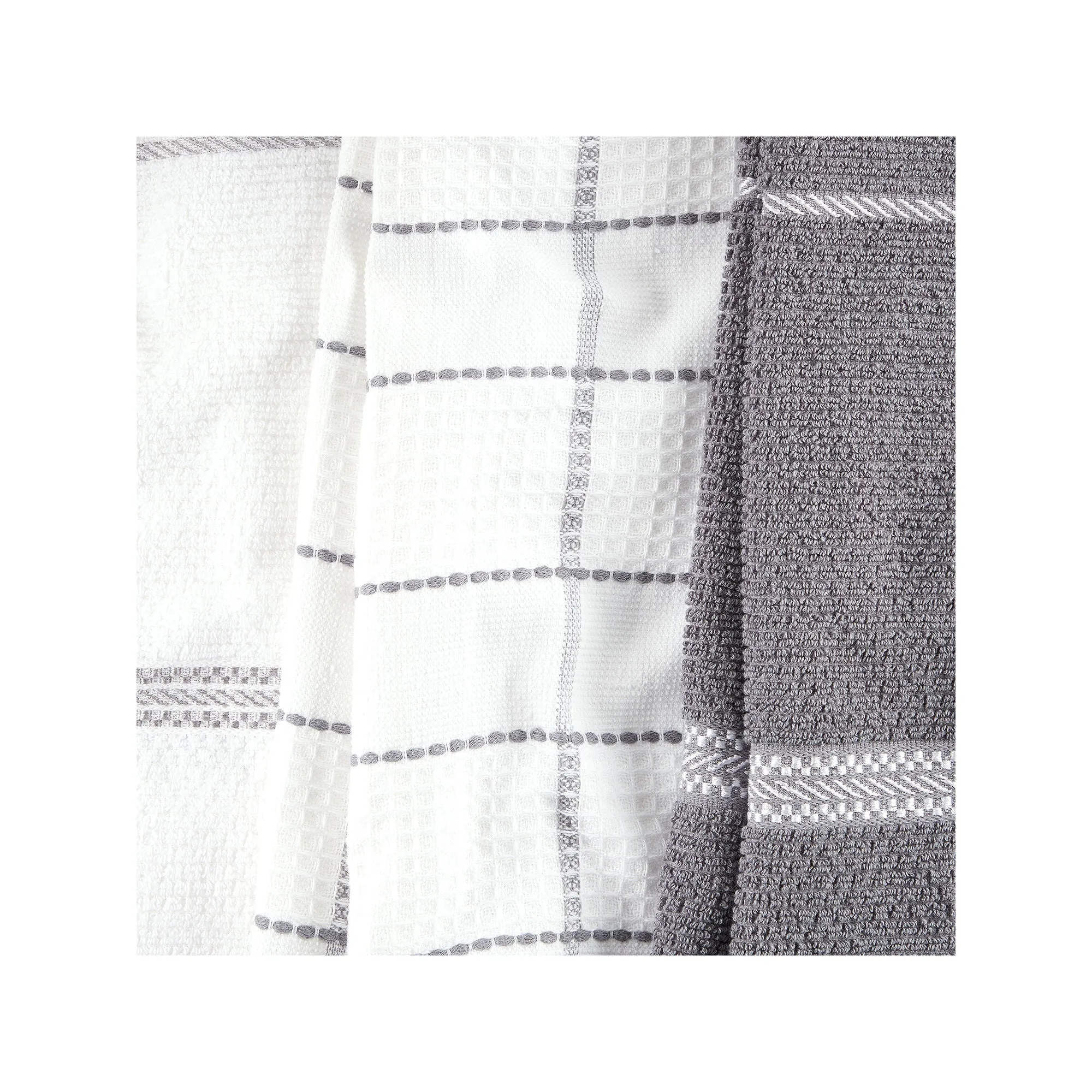 Martha Stewart Waffle 6-Pc. Kitchen Towel Set - GREY ONE SIZE