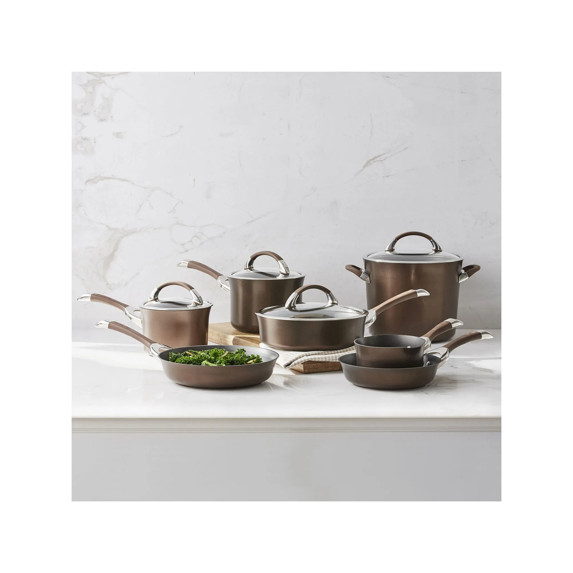 Meyer 82765 Circulon Symmetry Nonstick 11-Piece Cookware Set, Chocolate