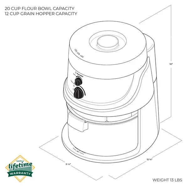Nutrimill Classic Grain Food Mill 760200 - Out of Stock - So Easy 12 Cups of Grain Gives you 20 Cups of FRESH Flour!
