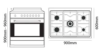 Parmco AR 900-GAS GAS-1 900mm Freestanding 107 Litre Stainless Steel Gas Oven