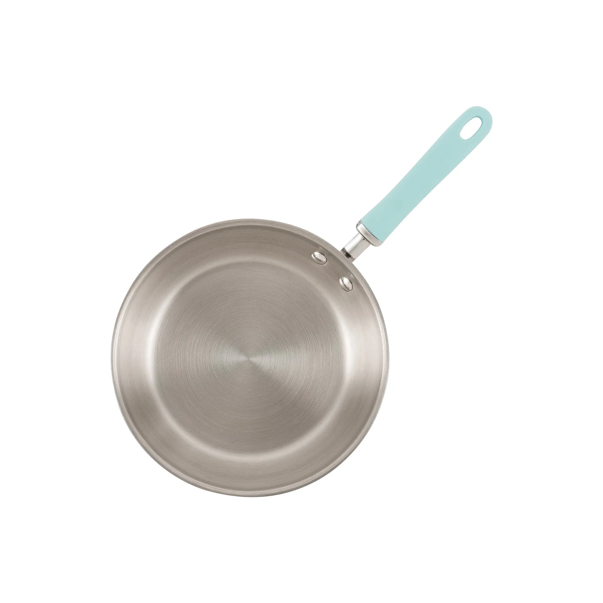 Rachael Ray 70412 10-Piece Create Delicious Stainless Steel Pots and Pans Set, Cookware Set, Light Blue Handles