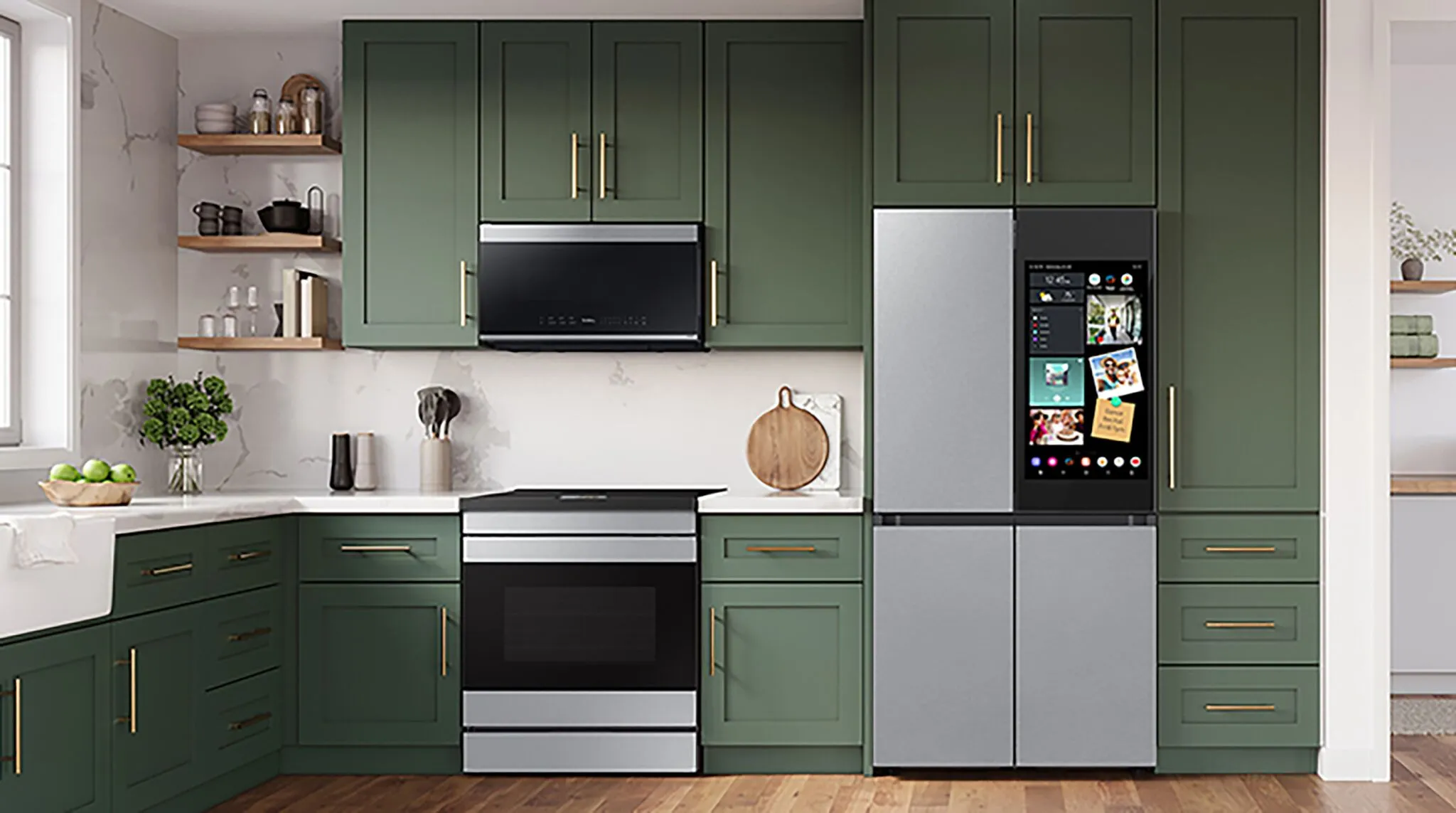 Samsung Stainless Steel 36" Counter Depth Refrigerator with Family Hub  and Induction Range with Oven Camera - RF23DB9900QDAC/NSI6DG9900SRAC