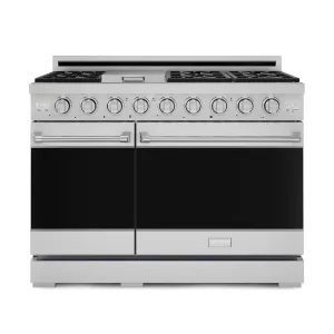 Thor Kitchen Stainless Steel Freestanding Professional Double Oven Gas Range|Gordon Ramsay Series (7 cu.ft.)- RSG48E