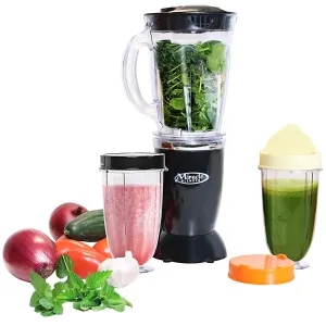 Total Chef Miracle Blender, 12 pc Bullet Blender Set with Heavy Duty Quad Blade, 1L Carafe, Travel Cups and Lids, Dishwasher-Safe Accessories, for smoothies, shakes, sauces, salsas, baby food