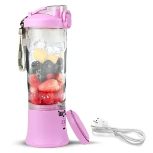 Total Chef Portable Blender, 20 oz (600 mL) Cordless Personal Blender for Smoothies and Shakes, Type-C USB Rechargeable Mini Blender, Leakproof Travel Lid, 6 Stainless Steel Blades, Lilac Pink
