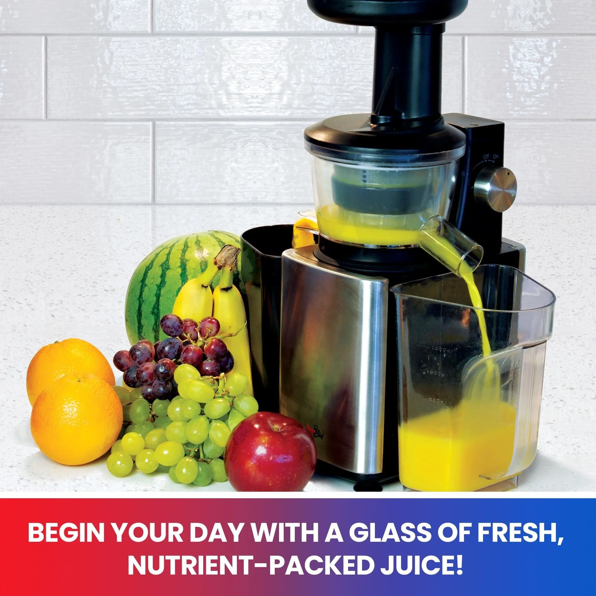 Total Chef Slow Juicer, Cold Press Juicing Machine for High Quality Nutrient-Dense Juice, Powerful Masticating Juice Extractor for Leafy Greens, Herbs, Wheatgrass, Fruits, Vegetables, Easy to Clean
