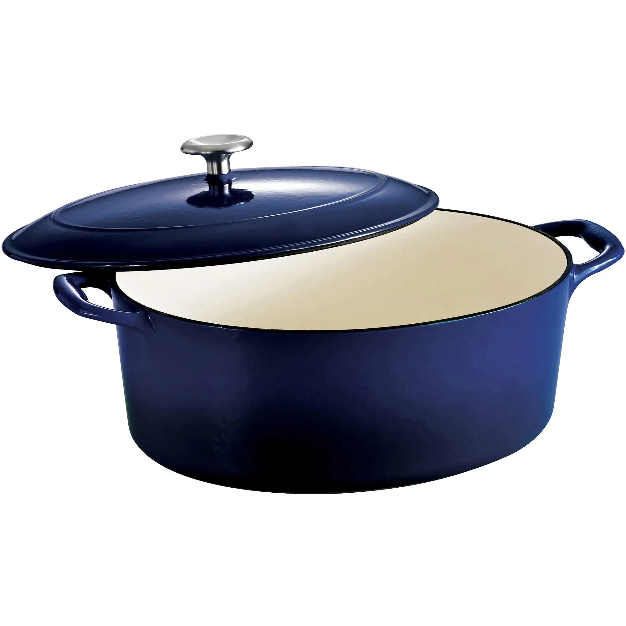 Tramontina 80131/078DS Gourmet 7-qt. Enameled Cast Iron Covered Oval Dutch Oven Gradated Cobalt