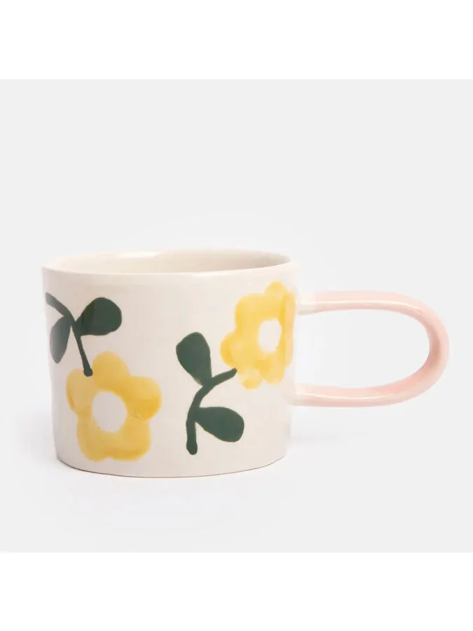 Yellow Flower Print Ceramic Mug