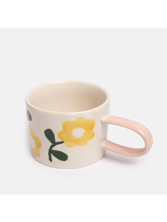 Yellow Flower Print Ceramic Mug